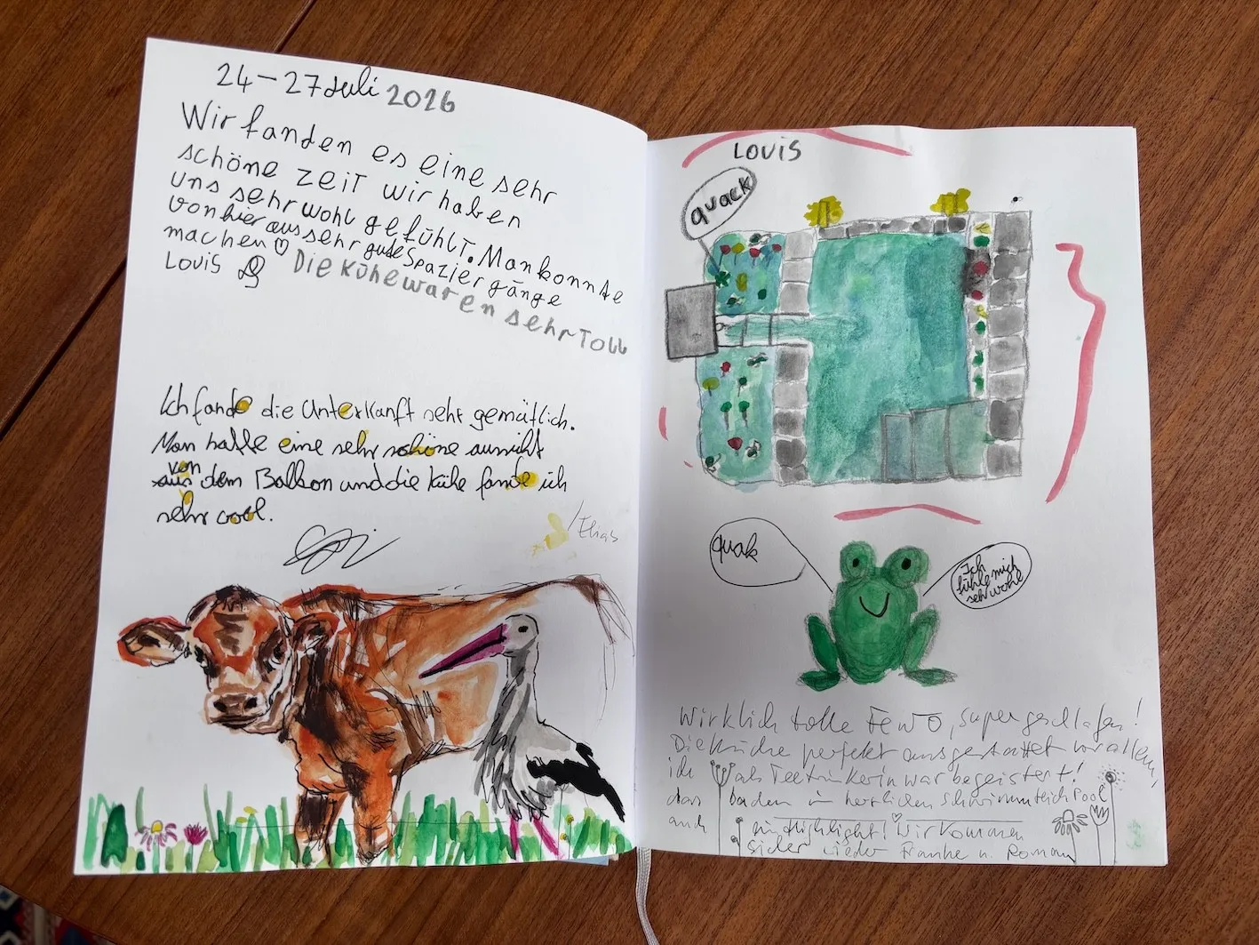 Gemalter Eintrag im Gästebuch des Landlofts
